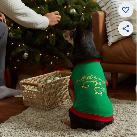 Dog Christmas Holiday Green Shirt Lets Get Lit Sz M/L - Picture 3 of 7